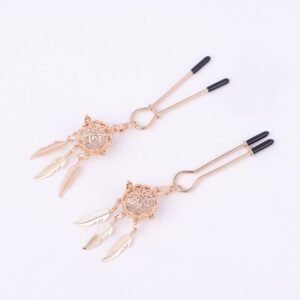 Sex toys sm props luminous bells breast clips couple flirting foreplay breast abuse sex toys alternative adult products - Golden luminous breast clip [wide buckle]