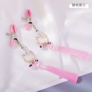 sm props masturbation toy stimulating breast clip couple sex foreplay clitoris clip pussy bell breast clip - Pink cat tassel breast clip