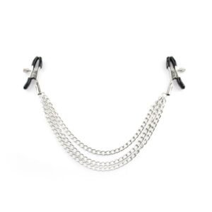Husband and wife sex fun flirting breast clip sex toys alternative toys men and women's bells purple long chain double peak clips - Silver