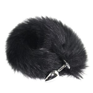 Sexy sm props small metal anal plug solid color fox tail anal plug backyard development training adult products - Black