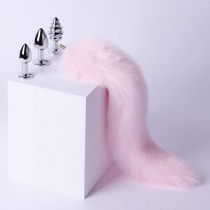 sm props backyard development torture instrument threaded anal plug detachable fox tail metal anal plug alternative adult toy - Three anal plugs + pink tail