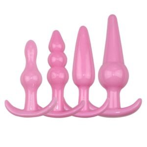 Adult sex toys, female anal masturbator, backyard development, SM torture instrument, silicone anal plug, four-piece set - Pink 4-piece set