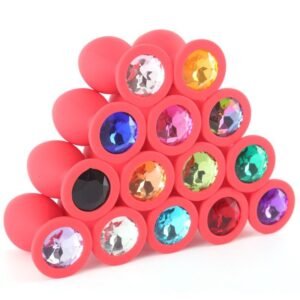 Large, medium and small colored diamond silicone anal plug female m masturbation sex toy male zero backyard development anal plug alternative adult products - Red (diameter 40mm) diamond color random