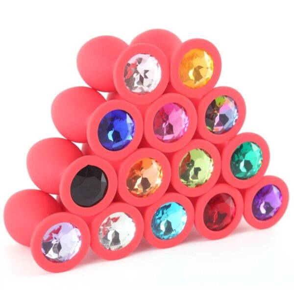 Large, medium and small colored diamond silicone anal plug female m masturbation sex toy male zero backyard development anal plug alternative adult products - Red (diameter 40mm) diamond color random
