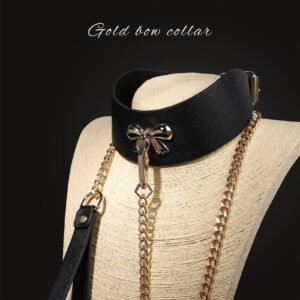 Sexy sm props high-end sexy traction collar sm training restraint neck collar neck ring alternative adult products - Gold bow collar