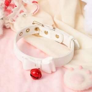 sm props sweet girl versatile bow bell sexy collar teasing flirting alternative chocker adult products - White