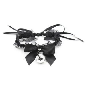 SM sex props polyester woven with black bow bell collar alternative SM adult products - Lace large bell collar