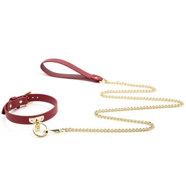 sm props pu leather sexy traction collar sm training bitch neck collar T-shaped sexy collar alternative adult products - Red
