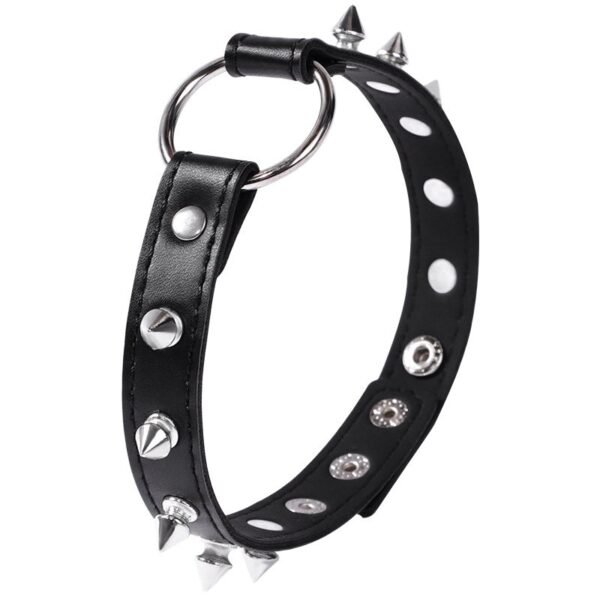 SM sex props punk style black rivet collar PU neck collar female slave training alternative adult products - Circle model