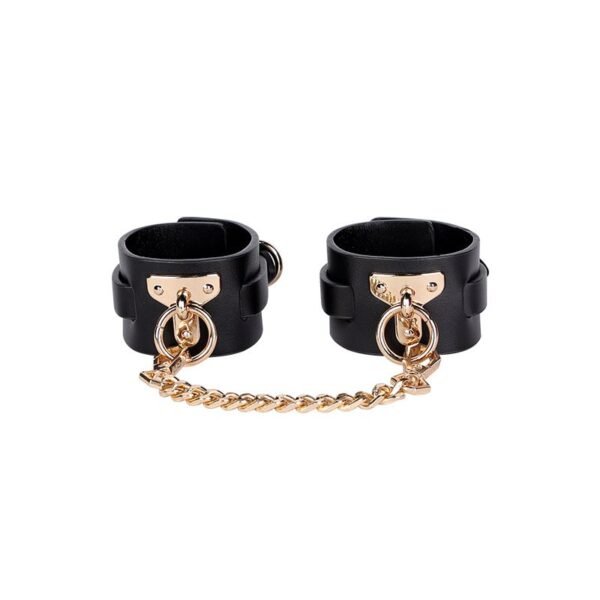High-end sm props set four-piece set of genuine leather traction collar binding restraint handcuffs sexy leather racket adult products - T-Style Anklecuffs-Black