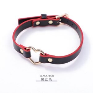 sm props maid training sexy traction neck collar black and red love hanging ring sexy collar alternative adult products - Black and red love collar