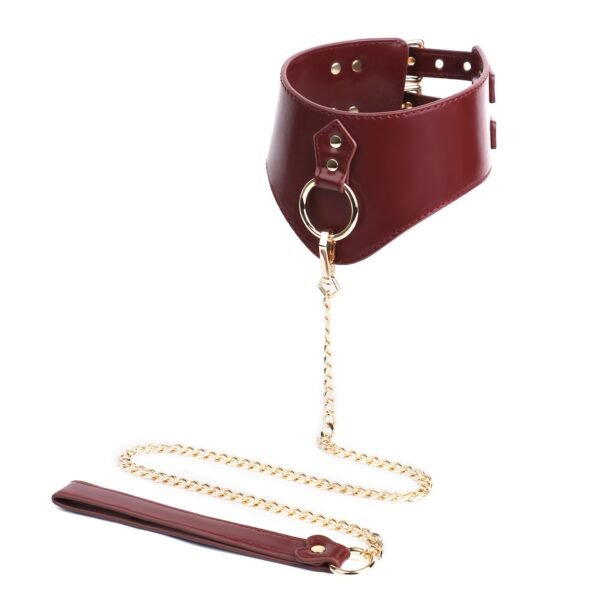 High-end sm props widened pu leather sexy collar sm training sexy traction collar alternative adult products - Burgundy