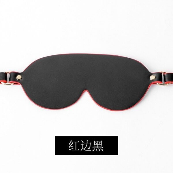 sm sex props black blackout eye mask high quality pu leather sex eye mask teasing flirting adult sex toy - Black red