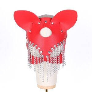 Cosplay female sexy adult products chain tassel fox mask teasing charm mask sexy eye mask - Red