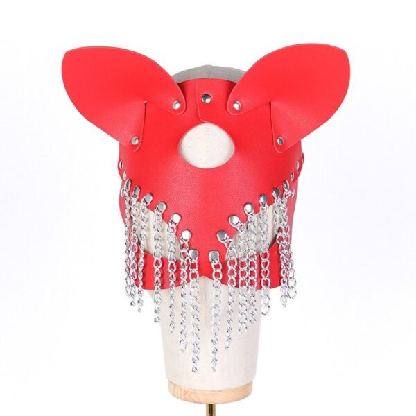 Cosplay female sexy adult products chain tassel fox mask teasing charm mask sexy eye mask - Red