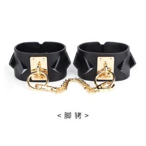 SM sex toys high-end genuine leather handcuffs SM female slave training cowhide handcuffs bondage foot cuffs alternative adult products - Diamond-shaped ankle cuffs