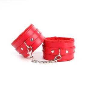 sm props sexy plush handcuffs couple binding bondage sex toys black leather handcuffs alternative adult products - Red leg cuffs