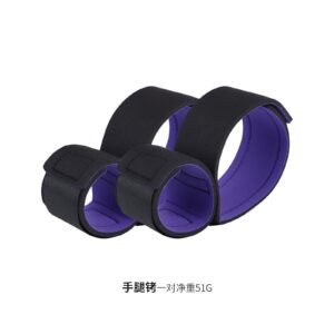 Binding bondage sm props sex training sponge hand and leg cuffs adjustable Velcro black and purple conjoined hand and leg cuffs - Hand and leg straps (pair)