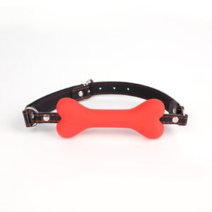 Sexy SM props bone mouth plug insulting training silicone mouth ball sexy breast clip mouth flail alternative adult products - Red bone plug (red line)