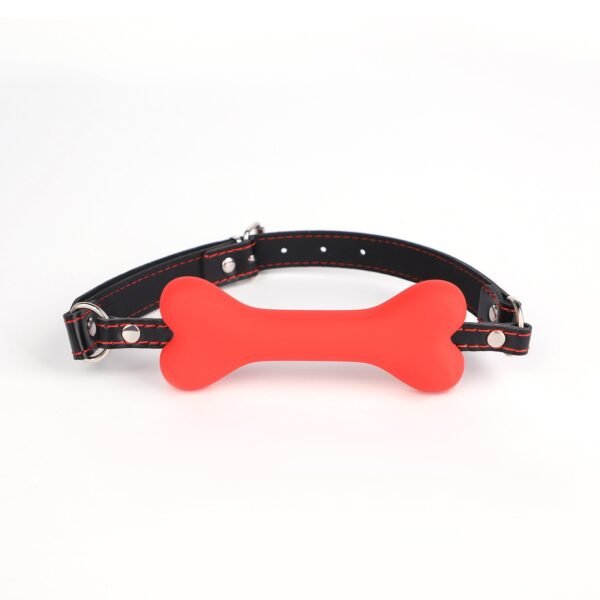 Sexy SM props bone mouth plug insulting training silicone mouth ball sexy breast clip mouth flail alternative adult products - Red bone plug (red line)