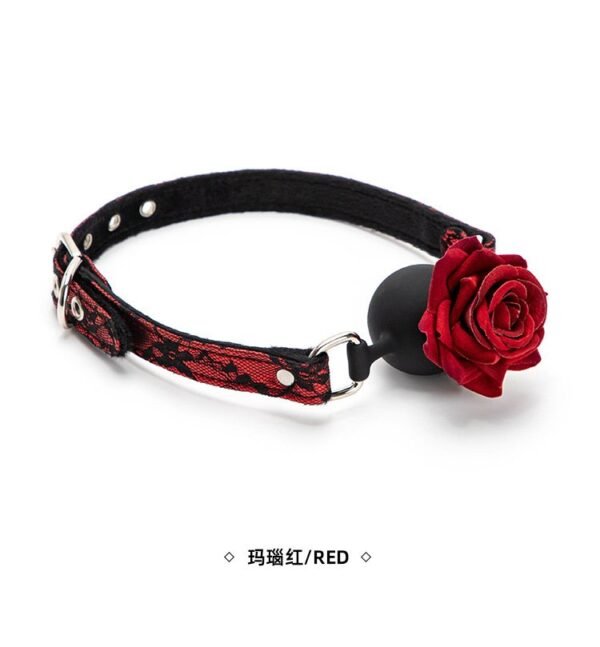 Sex toys sm props lace rose mouth ball sex training with holes silicone mouth plug alternative adult products - Red