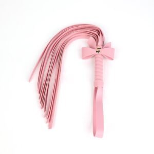 sm props set 5 pieces bow sexy leather whip pvc mouth ball mouth plug female slave traction collar bondage handcuffs - Pink leather whip