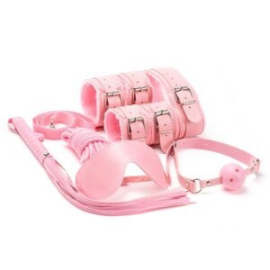Sexy plush SM set adult products couple training handcuffs binding bondage 8-piece alternative sex toys - Pink Plush 7-Piece Set