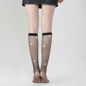 Fishnet socks new hot diamond European and American socks ladies socks hot-selling white diamond mid-tube socks tz5007 - 5006 China Net