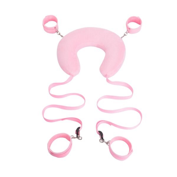 SM sex toys multifunctional U-shaped split leg pillow SM sex training bondage handcuffs foot cuffs alternative adult products - Pink