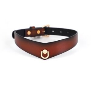 High-grade genuine leather sm props sexy collar traction sex training female slave neck collar alternative choker adult products - Red V-shaped horseshoe clasp collar