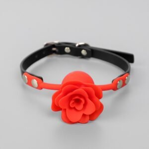 SM sex props couple training rose silicone mouth plug ball adjustable alternative adult products - Red silicone rose mouth plug