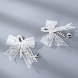 Adult products sm props lace bow sexy breast clip teasing flirting bell clitoris clip masturbation toy - White