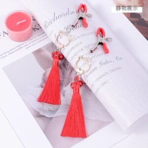 sm props masturbation toy stimulating breast clip couple sex foreplay clitoris clip pussy bell breast clip - Red cat tassel breast clip
