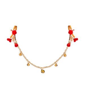 sm props sexy breast clip rose pearl chain breast clip breast enlargement teasing boobs clip alternative adult products - Red chain model