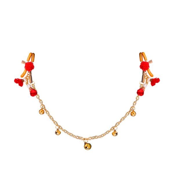 sm props sexy breast clip rose pearl chain breast clip breast enlargement teasing boobs clip alternative adult products - Red chain model