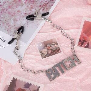 Sex toys sm props female masturbation chain breast clips vaginal clips letter style sexy clitoris clips adult sex toys - Bitch