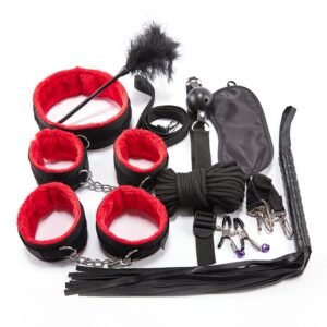 Hot-selling sm props set webbing ten-piece set bdsm training female slave torture instruments alternative adult sex products - Black plus red
