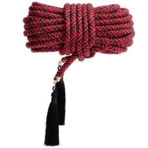 SM sex toys binding bondage rope hanging tassel training female slave sex toys SM rope art props - Red rope and black tassel
