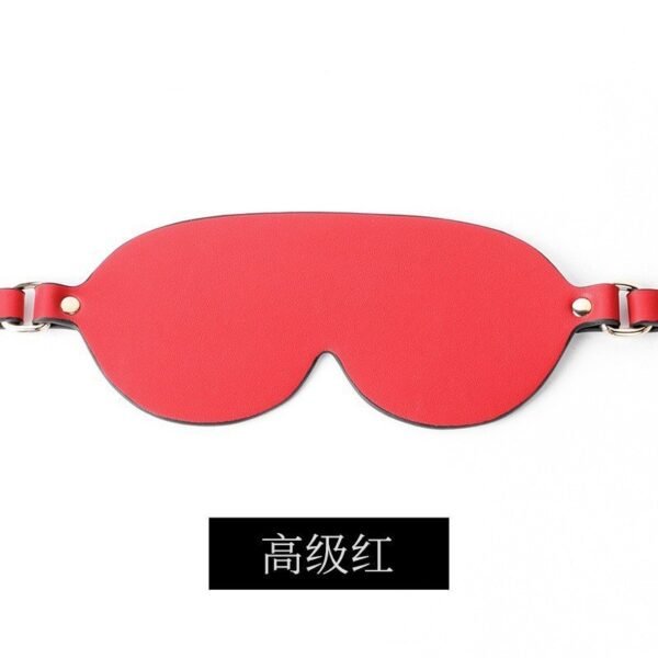 sm sex props black blackout eye mask high quality pu leather sex eye mask teasing flirting adult sex toy - Red