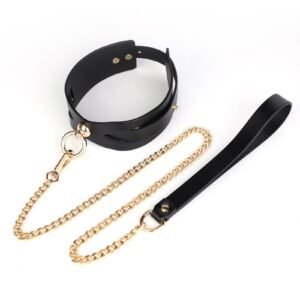 High-grade genuine leather sm props retro sexy handcuffs sm female slave training quality cowhide traction collar - sm sexy collar traction
