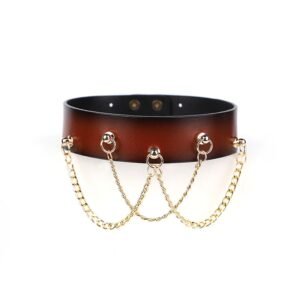 High-end sex sm props five-nail chain sexy collar traction female slave training bondage neck collar adult products - Dark red collar