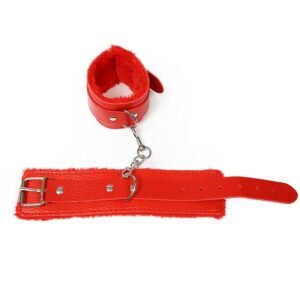 Hot sale sm props lychee pattern sexy handcuffs sm training bondage plush handcuffs alternative adult products - Red plush handcuffs