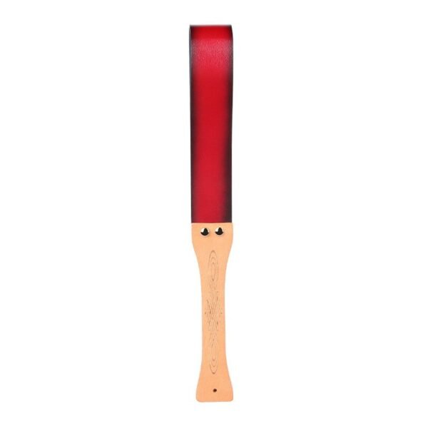 High-end sm props wooden handle genuine leather sexy racket sp torture instrument gradient color double-layer leather racket alternative adult products - Gradient red leather wooden handle racket