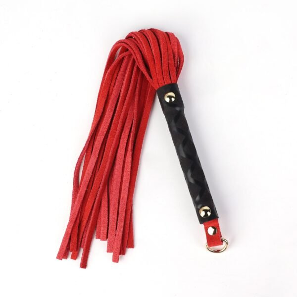 Sex toys sm props mini genuine leather whip microfiber tassel sex whip alternative adult sex toys - Red