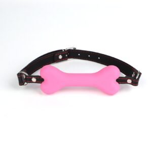 Sexy SM props bone mouth plug insulting training silicone mouth ball sexy breast clip mouth flail alternative adult products - Pink bone plug (red line)