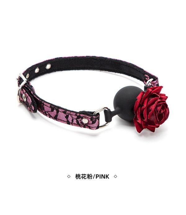 Sex toys sm props lace rose mouth ball sex training with holes silicone mouth plug alternative adult products - Pink