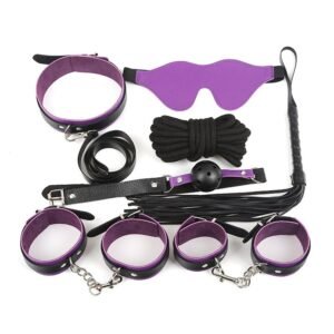 Adult sex toys, male and female eye masks, leather handcuffs, torture instruments, 7-piece set of alternative toys - Violet-black