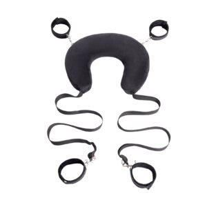 SM sex toys multifunctional U-shaped split leg pillow SM sex training bondage handcuffs foot cuffs alternative adult products - Black