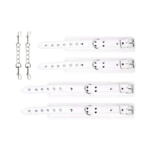 Standing binding bondage sm props detachable telescopic one-word steel pipe sponge sexy handcuffs foot cuffs adult products - White sponge handcuffs