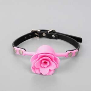 SM sex props couple training rose silicone mouth plug ball adjustable alternative adult products - Pink silicone rose mouth plug